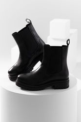 Answear Lab Ghete Chelsea De Piele Femei, Culoarea Negru, Cu Platforma Dama
