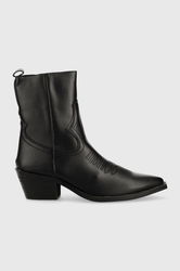 Answear Lab Cizme Femei, Culoarea Negru, Cu Toc Drept Dama, Imitatie De Piele, Toc Gros