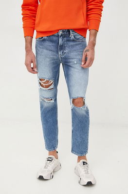 Calvin Klein Jeans Blugi Din Bumbac Barbati Bărbaţi Bleumarin