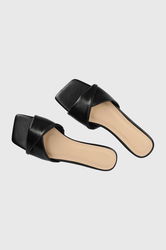 Answear Lab Papuci Femei, Culoarea Negru Dama, Imitatie De Piele, Toc Plat