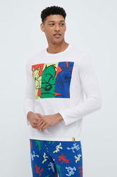 United Colors Of Benetton Camasa Cu Maneca Lunga Din Bumbac X Looney Tunes Culoarea Alb, Modelator Bărbaţi, Model Print