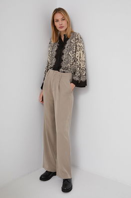 Answear Lab Pantaloni Femei, Culoarea Bej, Lat, High Waist Dama, Panza