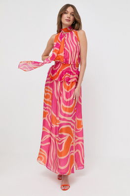 Luisa Spagnoli Rochie De Matase Culoarea Roz, Maxi, Evazati Dama, Cocktail