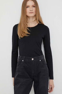 Calvin Klein Longsleeve Din Bumbac Culoarea Negru Dama