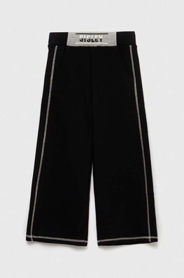 Sisley Pantaloni De Trening Pentru Copii Culoarea Negru, Neted, Tricotaj