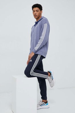 Adidas Pantaloni De Antrenament Essentials Culoarea Albastru Marin, Cu Imprimeu Bărbaţi Bleumarin, Tricotaj