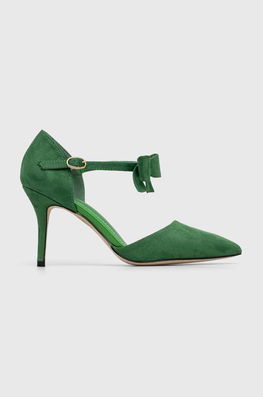 Answear Lab Pantofi Cu Toc Culoarea Verde Dama, Imitatie De Piele Intoarsa, Toc Subtire