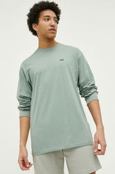 Vans Longsleeve Din Bumbac Culoarea Verde, Cu Imprimeu Bărbaţi, Model Print