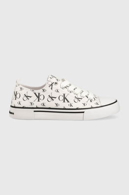 Calvin Klein Jeans Tenisi Copii Culoarea Alb, Textil