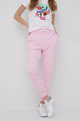 Polo Ralph Lauren Pantaloni Femei, Culoarea Roz, Neted Dama, Tricotaj