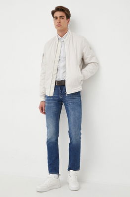 Down, Slim Armani Exchange Bărbaţi Alb, Cu Elastan, Casual