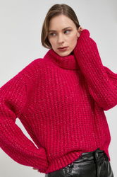 Morgan Pulover Din Amestec De Lana Femei, Culoarea Rosu, Călduros, Cu Guler Dama, Cu Un Amestec De Lana, Model Model Fin