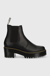 Dr. Martens Ghete Chelsea De Piele Rometty Femei, Culoarea Negru, Cu Toc Drept Dama, Toc Gros