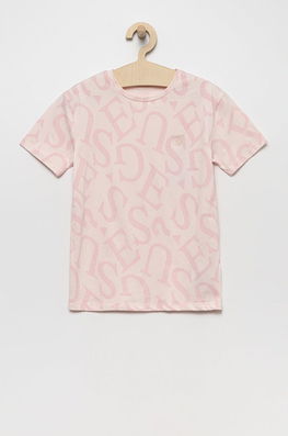 Guess Tricou Copii Culoarea Roz, Cu Elastan