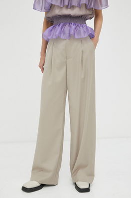 Gestuz Pantaloni PaulaGZ Femei, Culoarea Bej, Lat, High Waist Dama, Panza