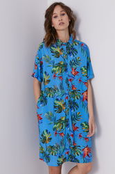 Rochie Tropical Chaos Medicine Dama Albastru, Panza, Casual
