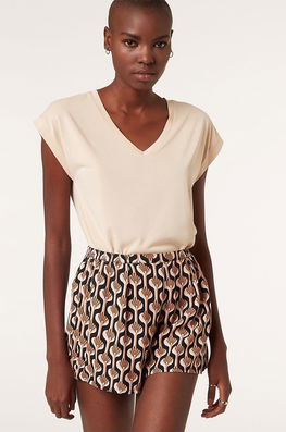 Etam Tricou De Pijama Culoarea Bej Dama, Tricotaj
