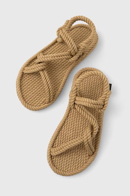 Bohonomad Sandale Mykonos Femei, Culoarea Bej, MYK.0012.WRS Dama, Textil, Toc Plat