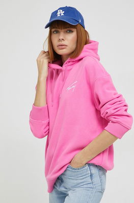 Tommy Jeans Bluza Femei, Culoarea Roz, Cu Glugă, Neted Dama, Polar