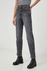 Wrangler Jeansi Mom Straight Star Gazer Femei, High Waist Dama Gri