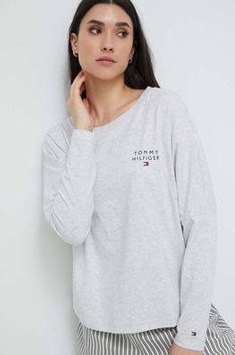 Tommy Hilfiger Longlseeve Lounge Culoarea Gri Dama, Bumbac, Model Print