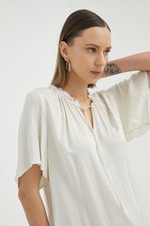 Bruuns Bazaar Bluza Femei, Culoarea Bej, Neted Dama, Vascoza, Casual