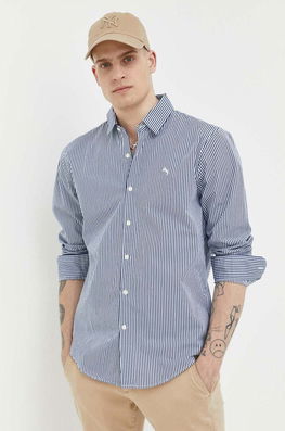 Abercrombie & Fitch Camasa Din Bumbac Barbati, Cu Guler Clasic, Regular Bărbaţi Albastru, Casual, Model Curele