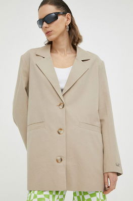 Résumé Blazer Din Amestec De In Culoarea Bej, Un Singur Rand De Nasturi, Neted Dama, Panza