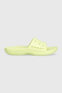 Crocs Papuci Baya II Slide Femei, Culoarea Verde, 208215 Dama, Sintetic, Toc Plat