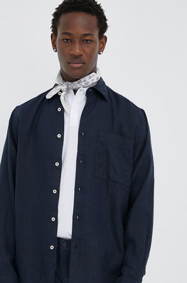 Marc O'Polo Camasa De In Culoarea Albastru Marin, Cu Guler Clasic, Regular Bărbaţi Bleumarin, Elegant