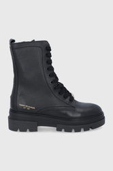 Tommy Hilfiger Bocanci De Piele Femei, Culoarea Negru, Cu Platformă, Izolare Usoara Dama