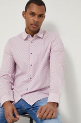 Medicine Camasa Barbati, Culoarea Alb, Cu Guler Clasic, Regular Bărbaţi, Cu Elastan, Casual, Model Model Fin