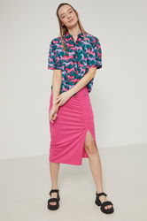 Medicine Camasa Femei, Culoarea Verde, Cu Guler Clasic, Relaxed Dama, Vascoza, Casual