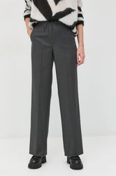 Marella Pantaloni Din Lana Femei, Culoarea Gri, Lat, High Waist Dama, Panza