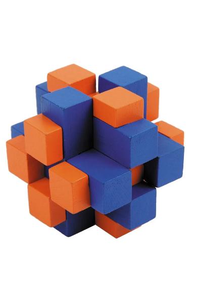 joc logic iq din lemn bambus cub cross colorat