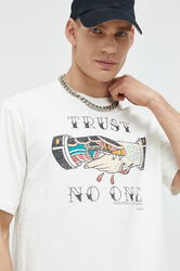 Only & Sons Tricou Din Bumbac Barbati, Culoarea Alb, Cu Imprimeu Bărbaţi, Model Print