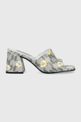 Karl Lagerfeld Papuci Volante Femei, Culoarea Gri, Cu Toc Drept Dama, Piele, Toc Gros
