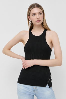 Guess Top Femei, Culoarea Negru Dama, Cu Elastan