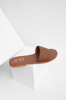 Answear Lab Slapi De Piele Femei, Culoarea Maro Dama, Toc Plat
