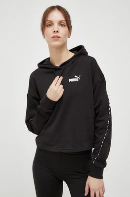 Puma Bluză Trening Culoarea Negru, Cu Glugă, Cu Imprimeu Dama, Model Print
