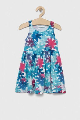 Desigual Rochie Din Bumbac Pentru Copii Mini, Evazati Albastru, Model Flori