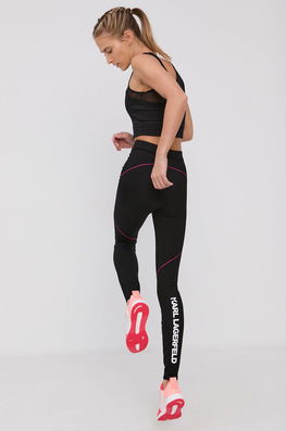 Karl Lagerfeld Colanți Femei, Culoarea Negru, Cu Imprimeu Dama, Tricotaj, Model Print
