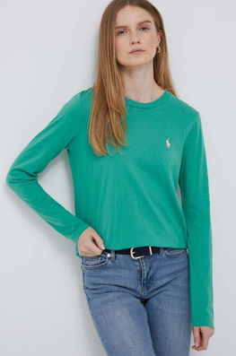 Polo Ralph Lauren Longsleeve Din Bumbac Culoarea Verde Dama