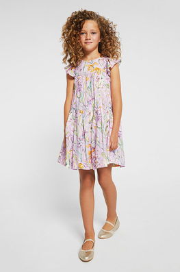Mayoral Rochie Fete Culoarea Violet, Mini, Drept Copii, Model Flori