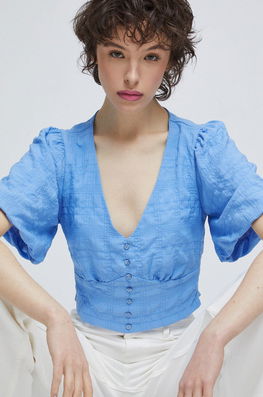 Medicine Bluza Femei Dama Albastru, Cu Elastan, Casual, Model Model Fin