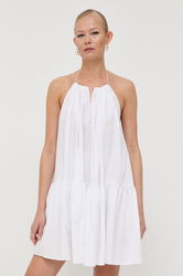 Patrizia Pepe Rochie Din Bumbac Culoarea Alb, Mini, Evazati Dama, Casual