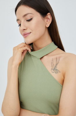 Vero Moda Top Femei, Culoarea Verde, Cu Turtleneck Dama, Cu Elastan