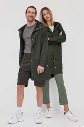 Rains Geaca 12020 Long Jacket Culoarea Verde, De Tranzitie Dama
