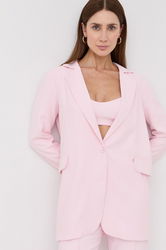 For Love & Lemons Sacou Culoarea Roz, Oversize, Neted Dama, Panza