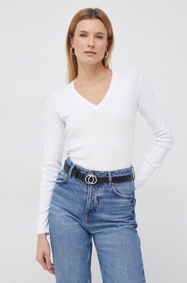 United Colors Of Benetton Pulover De Bumbac Femei, Culoarea Alb, Light Dama